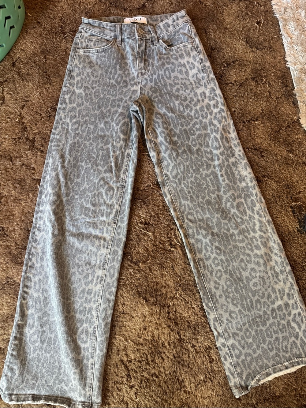 Size 22 VERVET BY FLYING MONKEY Gray Leopard Print Wide-Leg Jeans